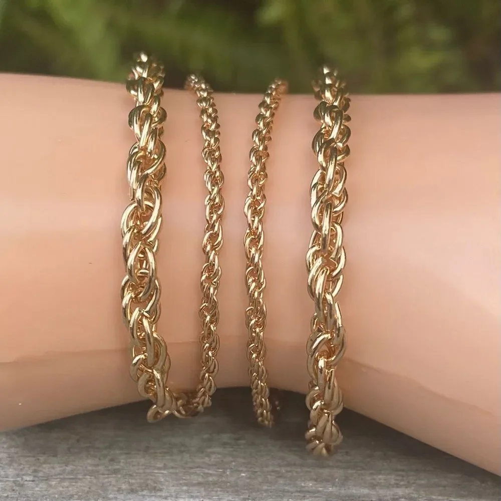 Urban Outfitter Four (4) Gold Tone Chain Bracelets NWT Boho Preppy Classic